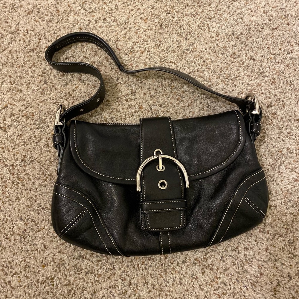 COACH Black Leather Hobo Bag w/Soho Buckle Strap